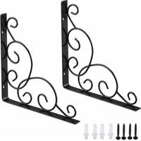 Equerre D'étagere en Fer Forgé, 2 Pièces Équerres pour Étagère de Jardin, Équerre pour Étagere Murale en Fer, Équerre de Support D'étagère, pour Cuisine Salle de Bain Bureau Restauran