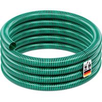 Wiltec Tuyau d'aspiration vert – 10 m / Ø 38 mm (1 1/2") / 350 g/m – avec Spirale de renforcement – Tube à pression souple en PVC – pour Arrosage Irrigation Jardinage Évacuation Refoulement