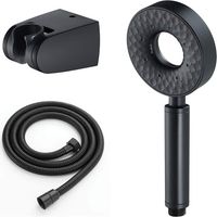 High Pressure Shower Head 3 Functions Hand Shower Anti Limescale Water Saving Hand Shower Head Shower Head with 1.5M Shower Hose and Bracket, ABS, Round, Black
