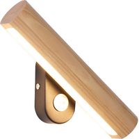 Original Wood Bedroom Bedside Wall Lamps Rotatable Wall Sconces LED Three-Color Dimmable Wall Mounted Light for Study Room Library Staircase (32.5cm)