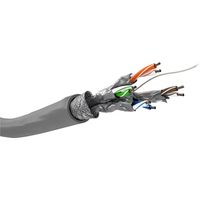 CAT 6 Netzwerkkabel, S/FTP (PiMF), grau, Kupferkaschierter Aluminiumleiter (CCA), AWG 26/7, halogenfreier Kabelmantel (LSZH). Kabellänge 100 m