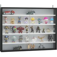 Vitrina Expositora Pared Estantes Ajustables Puertas Correderas Vidrio Colecciones 80x9.5x60 cm