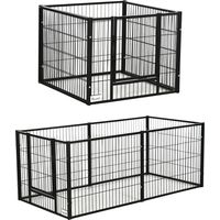 Recinto per Cani di piccola taglia con 6 pannelli per esterni e Interni, 82.5-150x79x61cm Metallo