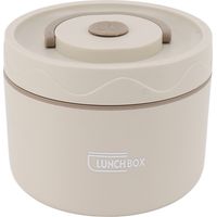 Boîte à lunch Bento isotherme en acier inoxydable 550 ml, empilable, à 2 étages, ronde, étanche, compatible micro-ondes, blanc crème