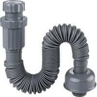 Tuyau de vidange flexible en plastique pour lavabo de salle de bain, compatible avec les drains de 1-1/4", gris, rétractable, 13-35 pouces