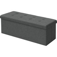 WOLTU Taburete con Compartimento Plegable Caja de Almacenamiento con cofres Tapa extraíble Asiento tapizado de Lino 110x37.5x38 CM Gris Oscuro