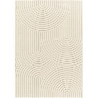 DESIGN GEO - Tapis doux à relief moderne graphique blanc 160x230