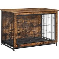 Feandrea Cage pour Chiens, Table d’Appoint, Niche Moderne pour Chiens Jusqu’à 32 kg, Cage pour Chiots, Plateau Amovible, Maisonnette pour Animaux, 2 Portes, Marron Rustique