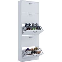 Gabinete de zapatos de madera VCM Dimensiones: AL. 170 x AN. 59 x P. 22 cm 5 solapas - Sipos XL (Blanco)