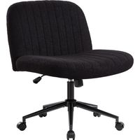 Chaise de bureau sans accoudoirs – Chaise pivotante réglable en hauteur – Dossier ergonomique – Tissu pelucheux noir – Roulettes antidérapantes – Intimate Wm Heart