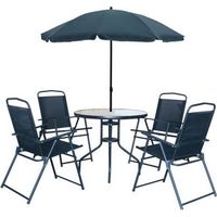 SET OMBRELLONE+TAVOLO+4 SEDIE NERO MOD. FUNNY DA ESTERNO COMPLETO E FUNZIONALE