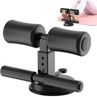 Barra de abdominales portátil con ventosa, soporte de tobillo acolchado ajustable, equipo de entrenamiento abdominal para casa, fitness y viajes (negro)