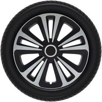Vivol – Ensemble d’enjoliveurs 15 pouces – Noir / Gris / Chrome – Montage facile sur jantes acier – Pour pneus d’hiver