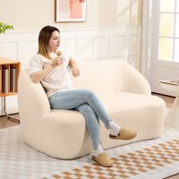 2-Seater Bouclé Sofa, Beige