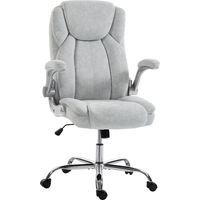Sedia Ergonomica, Schienale Alto Velluto Stampato, Braccioli Ribaltabili, Bianco Crema