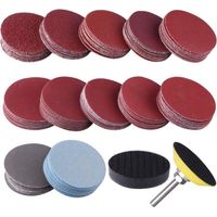 120 Pièces Disques Abrasifs 50mm Disques de Ponçage Grain 60 80 120 180 240 400 600 800 1000 1200 2000 3000 pour Meulage