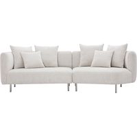 Divano design 3-4 posti in tessuto effetto velluto cincillà beige e metallo cromato IGLESIAS