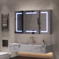VASIEN – Armoire Toilette Miroir avec éclairage LED et Prise 100.4x60x13.5cm Armoire de Toilette avec Miroir,Armoire Miroir Salle de Bain avec étagère Réglable,3 Couleur Lumiere,Désembuage intégré