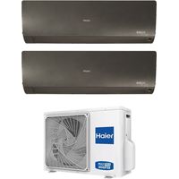 Haier Dual Split Inverter Klimagerät Serie FLEXIS PLUS BLACK 9+15 mit 2U50S2SM1FA R-32 Wi-Fi Integrated Farbe Schwarz 9000+15000