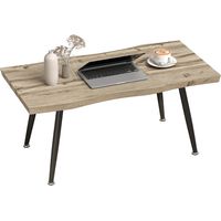 Mesa de Centro Curva Mesa baja para Salón Moderno con Tablero Grueso de 4 cm Patas de Acero 100x50x45 cm Roble