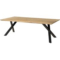 Esstisch Mango 220x100x76 natur lackiert / Epoxid schwarz, ausgestellte X-Beine anthrazit matt EPOXY