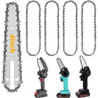 Set of 4 x 4" Steel Electric Chainsaw Chains - Replacement Accessories for Electric Chainsaws - Compatible with all 4" Mini Chainsaws - Woodworking and Landscaping