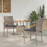vidaXL Chaises de jardin avec coussin 2 pcs Gris et Gris foncé