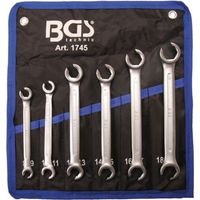Bgs Technic – Jeu de clés à tuyauter 8 x 9 – 10 x 11 – 12 x 13 – 14 x 15 – 16 x 17 – 18 x 19 mm – Acier chrome-vanadium – Inclinaison 15°