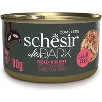 Schesir After Dark Filetes de Pollo con Ternera en Caldo - Comida Humeda Completa para Gatos - 80 g