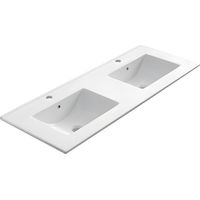 Encimera de porcelana blanca con dos senos de 120 cm