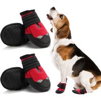 Dog Shoes - Anti-slip Ski Boots - Winter Dog Shoes for Small and Medium Dogs - Waterproof Laces - Reflective Strips - Paw Protectors - Winter Dog Walking Shoes - Pack of 4