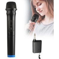 Microphone sans fil karaoké Bluetooth, système micro et récepteur sans fil professionnel portable, microphone sans fil pour chanter au karaoké, à l'église ou pour des discours.