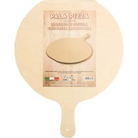 Lupia - Pala per Pizza Rotonda in Legno di Betulla 35x44 cm, Manico Ergonomico, Made in Italy, Ideale per Servire e Tagliare, Spessore 6 mm, Shabby, Legno, Tagliere Rotondo