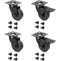 Emuca – Lot de 4 roulettes 50mm avec frein – Charge 35kg – Montage par platine – Roulements à billes pour glissement silencieux
