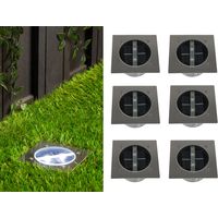 Solar LED Bodeneinbaustrahler 6er SET für Außen, Edelstahl 4-eckig 10x10cm, IP67