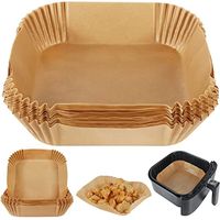 Liner en papier pour friteuse à air, 50 pièces carrés jetables, papier anti-graisse, compatible COSORI, Ninja, Tefal, Russell Hobbs (non blanchi)