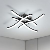 Goeco – Plafonnier LED moderne noir 24W 2300LM – Lumière froide 6500K – Design incurvé pour salon, chambre, cuisine – Aluminium durable
