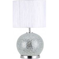 Redwood glas tischlampe 1xe27+led 5w 4000k 2 an/aus 50x30x30 cm mosaik spiegel/chrom m/hose weiss