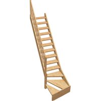 NORMANDIE - Escalier quart tournant à gauche avec balustre