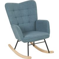 HOMCOM Schaukelstuhl, Schaukelsessel mit Berbervliesoptik, Armlehne, Gepolsterter Sessel mit Holzkufen, Relaxsessel für Wohnzimmer, Schlafzimmer, bis 120kg belastbar, Hellblau