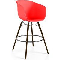 Barhocker - Skandinavisches Design - Dunkle Holzbeine - Pirela Rot