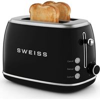 Vintage Toaster 2 Schlitze - SWEISS - GRS9 - 850 W - Einstellbarer Thermostat - Schwarz