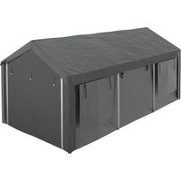 Gazebo 6x3m gris foncé avec hauteur réglable, 4 portes et 4 fenêtres