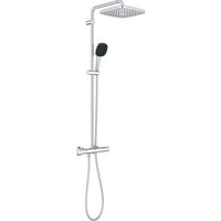 QuickFix Columna de ducha termostática XXL Cube 250 + ducha de mano 2 chorros, cromo (26696022)
