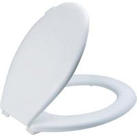 Bequemer und widerstandsfähiger Everest-Toilettensitz aus weißem Thermoplast von Saniplast, Maße 37,3 x 46,7 cm