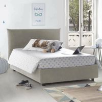 Lit piazza et demie Arpaise, matelas inclus, déhoussable Made in Italy, avec rangement, beige
