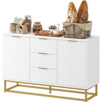 Aparador Moderno 3 Cajones 2 Puertas Estante Réglable Mueble Auxiliar Antivuelco 120x40x76 cm Blanco