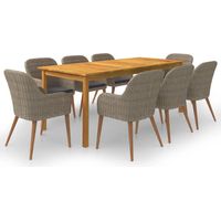 Juego de comedor de jardín muebles de exterior 9 piezas marrón 020014102