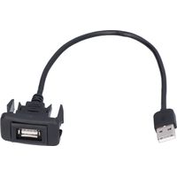 Car USB Port Outlet Flexible Extension Cable Charging Adapter Dashboard Flush Mount