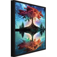 Tableau mural sur toile avec cadre noir, arbre abstrait, décoration moderne pour salon et chambre, impression HD, 40 x 30 cm